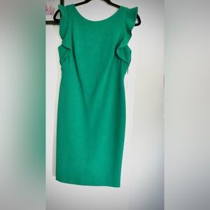 Calvin Klein Green ruffle sleeveless dress